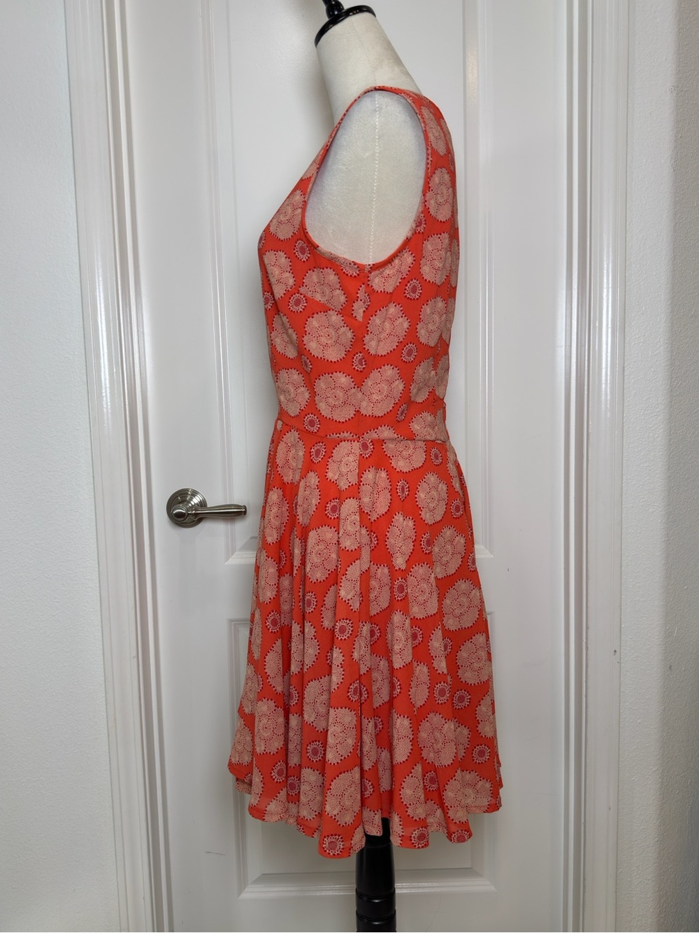 Maison Jules Orange Sleeveless Floral A-Line Dress - Perfect Fall Dress - Picture 3 of 10